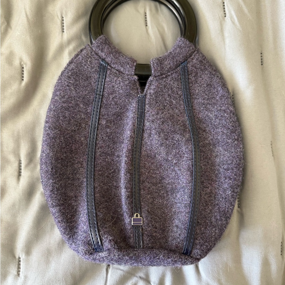 Purple and Black Textured Clutch with Wristlet